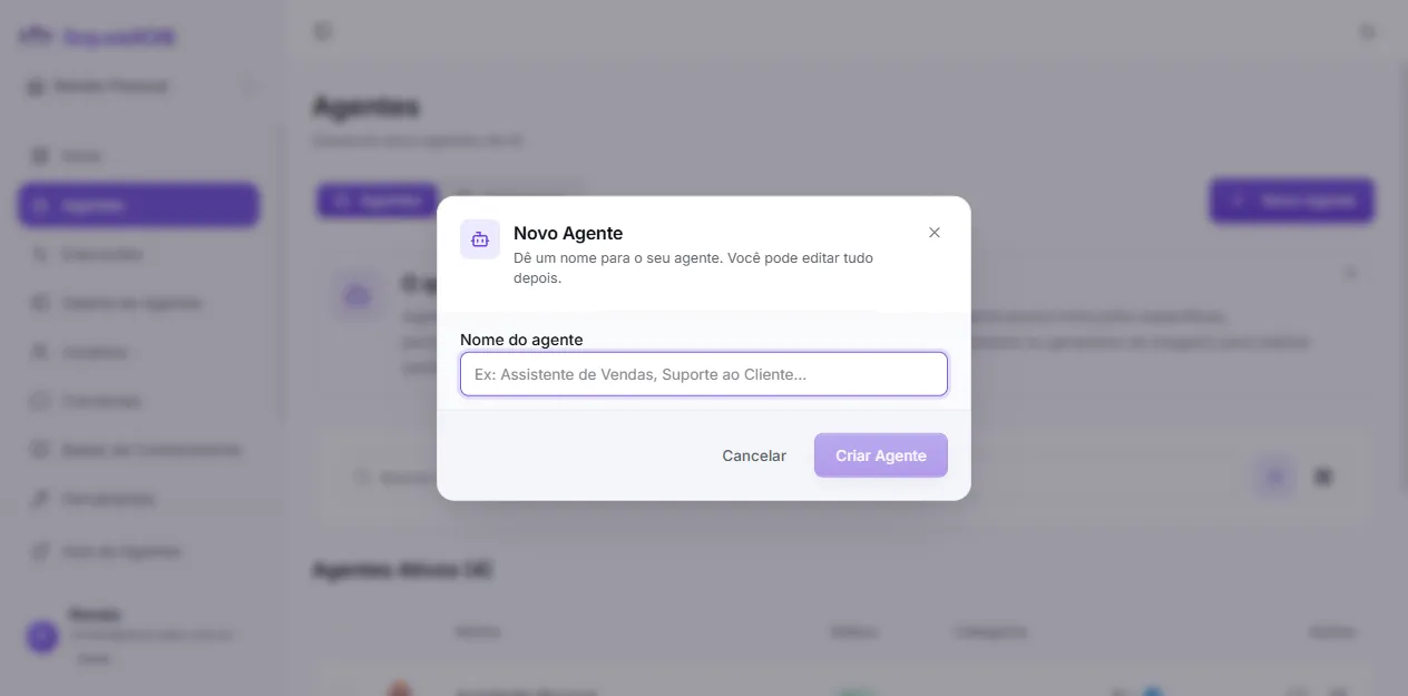 Modal Novo Agente